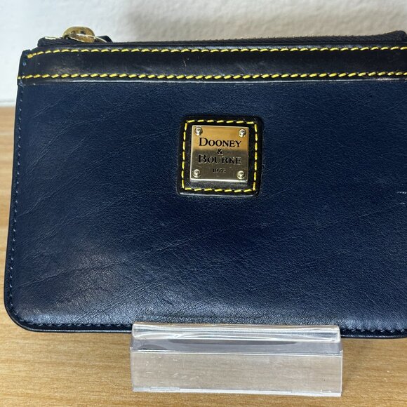 Dooney & Bourke Zip Top Card Case Wristlet Navy Blue EUC - Picture 2 of 14